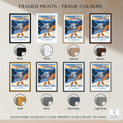 Val Gardena Ski Print - Italy framed print options in various colors for stylish home decor.
