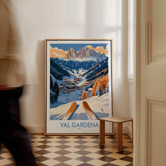 Val Gardena Ski Print -  Italy showcasing stunning ski slopes and mountains in a vibrant home setting.