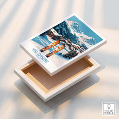 Val-d'Isère Ski Poster displayed on an elegant box showcasing the picturesque winter landscape and ski design.