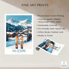 Val-d'Isère Ski Poster featuring professional Giclée printing and a stunning winter landscape.