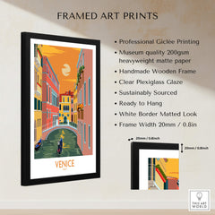 Venice Poster Travel Print framed art showcasing iconic canals and historic beauty, perfect for home or office decor.