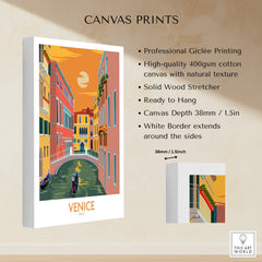 Venice Poster Travel Print featuring vibrant canals and sunset in Venice, ready to hang on your wall.