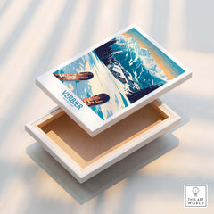 Verbier Poster Switzerland beautifully displayed on an open box, showcasing stunning Swiss Alps scenery.
