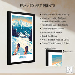Verbier Poster Switzerland framed art print showcasing Swiss Alps with wooden frame and professional quality
