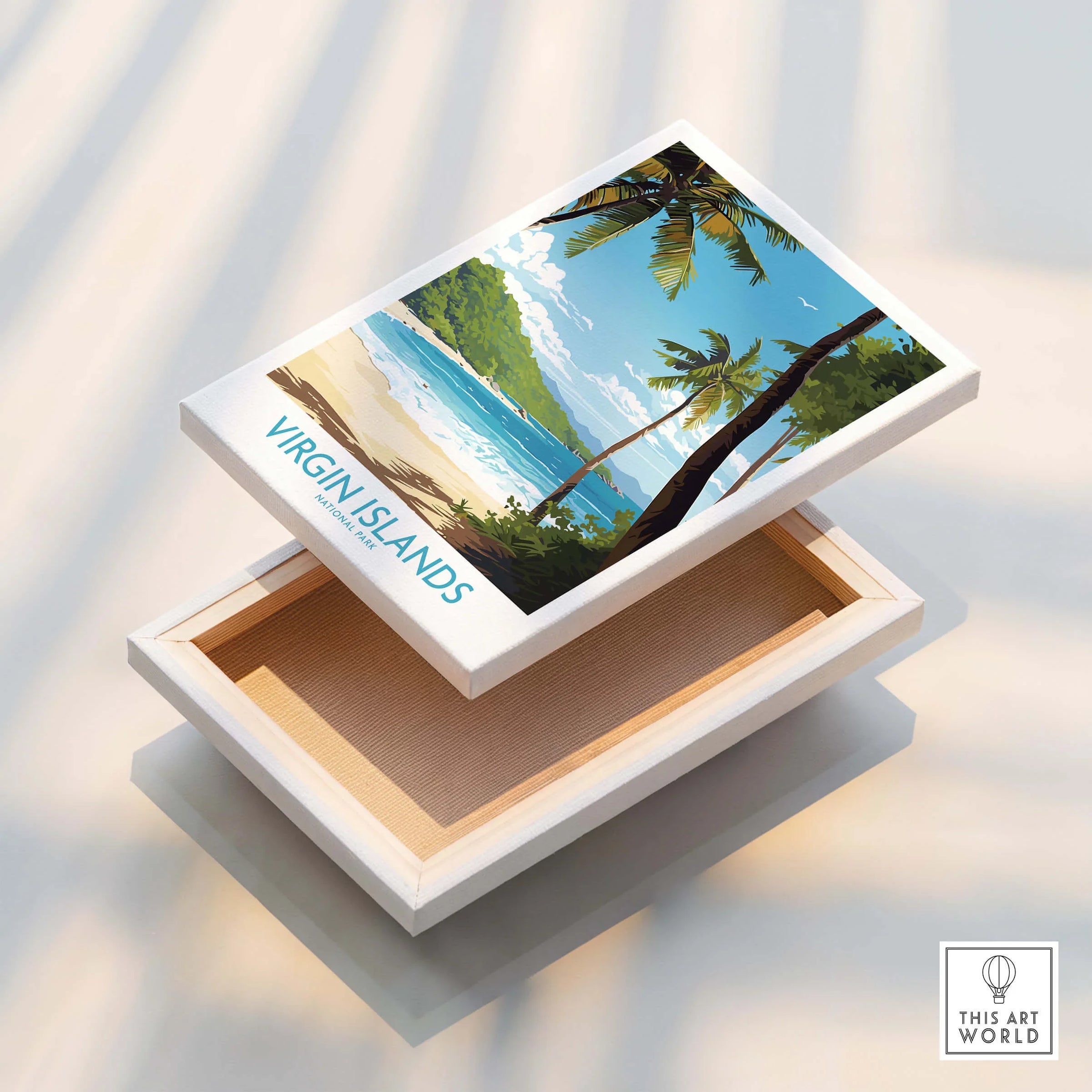 Virgin Islands National Park canvas print with beach, palm trees, and ocean view