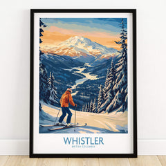 Whistler Ski Print - British Columbia, showcasing stunning scenery and a skier in British Columbia.