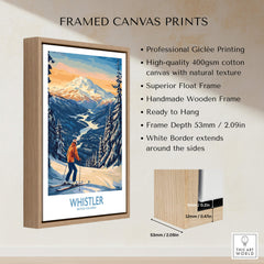 Whistler Ski Print - British Columbia, framed canvas print showcasing winter landscape and ski adventure in British Columbia.