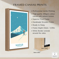 Whistler Wall Art Print - British Columbia showcased in a framed canvas print with vibrant design and modern wooden frame.