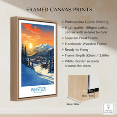 Whistler Wall Art Ski Poster framed canvas print showcasing stunning ski landscape for home decor.