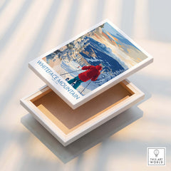Whiteface Mountain Ski Wall Art Ski Print featuring a skier against a snowy landscape on a canvas