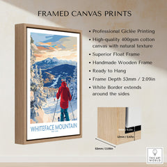 Whiteface Mountain Ski Wall Art Ski Print framed canvas print showcasing skiing scene and professional giclée printing details.