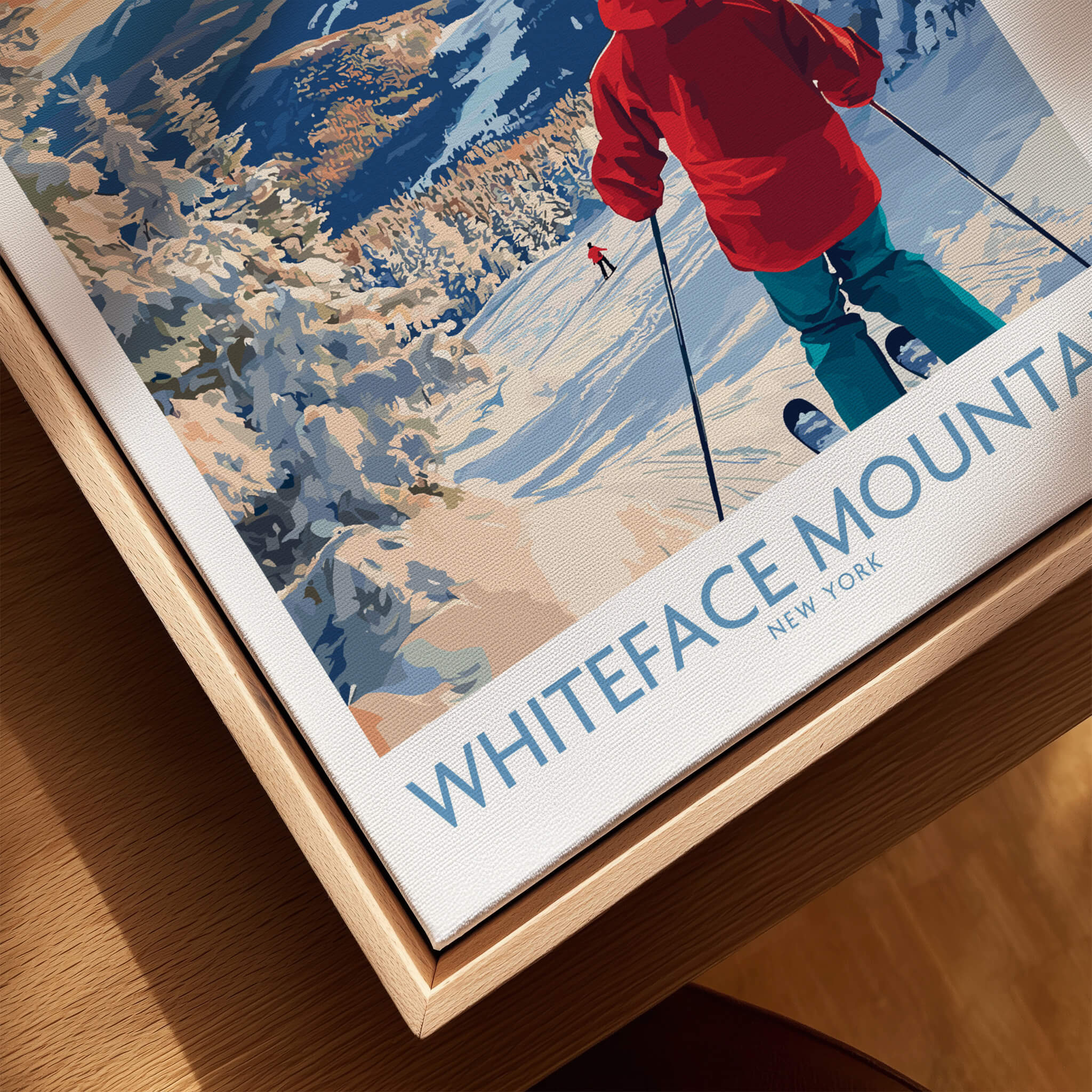 Whiteface Mountain Ski Wall Art Ski Print featuring a skier on snowy slopes in New York.