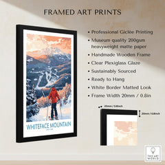 New York Ski Print | Whiteface Downhill Scene Poster featuring a skier on Whiteface Mountain in a framed art print.