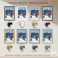 Ski Whiteface, NY | Winter wall art - skier on slope framed prints in various colors.