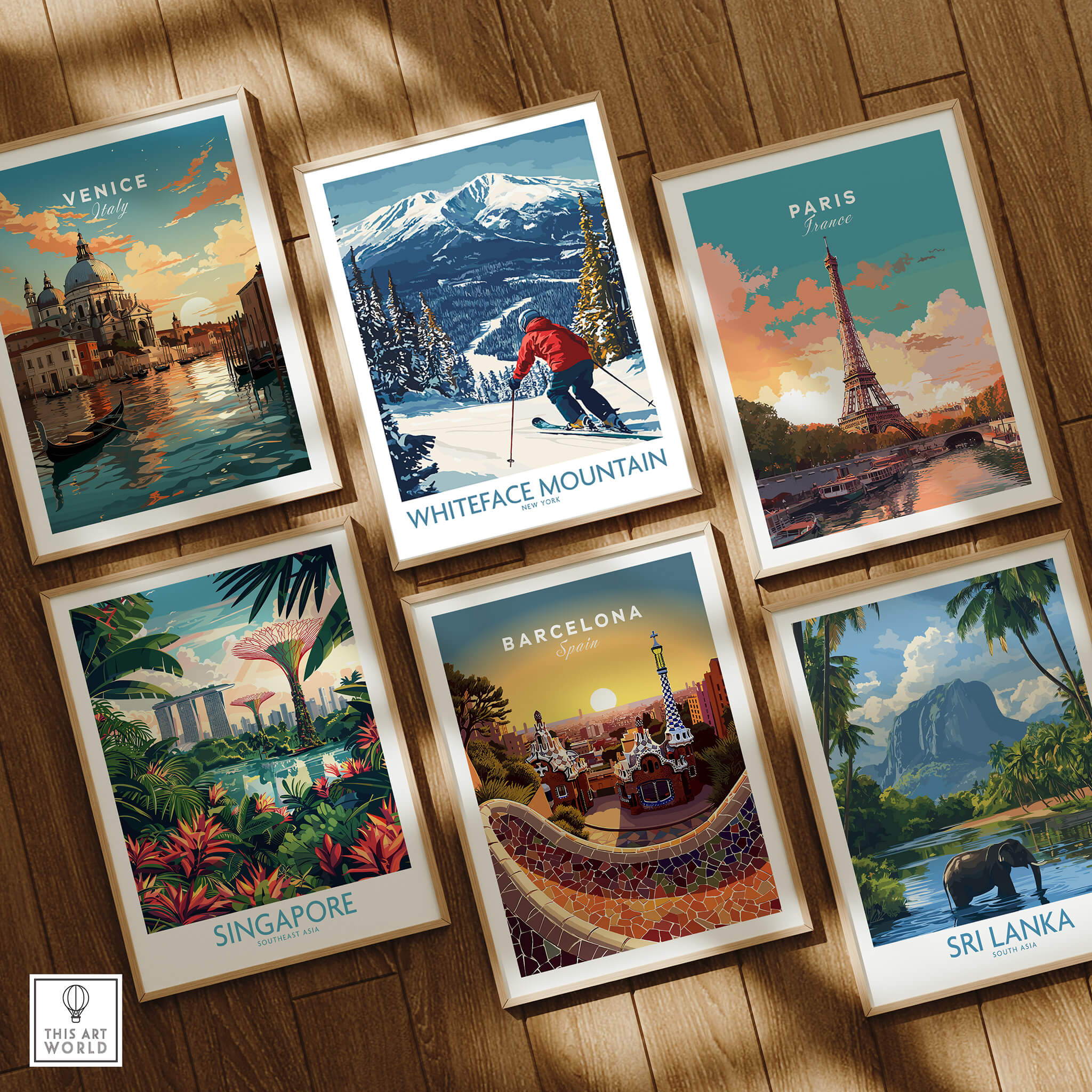 Ski Whiteface, NY | Winter wall art - skier on slope in a collection of travel-themed prints.