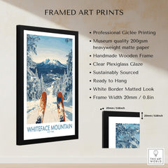Ski Whiteface Poster | Skis in a winter landscape framed art print showcasing snowy mountain views.