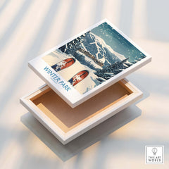 Winter Park Ski Print - Colorado on a decorative box showcasing snowy slopes of Winter Park.