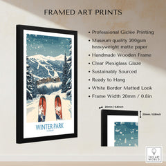 Winter Park Ski Print -  Colorado framed art print showcasing snowy slopes and ski design.