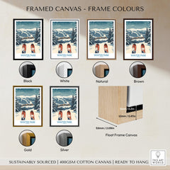 Winter Park Ski Print - Colorado framed canvas color options showcasing Black, White, Natural, Brown, Gold, and Silver.