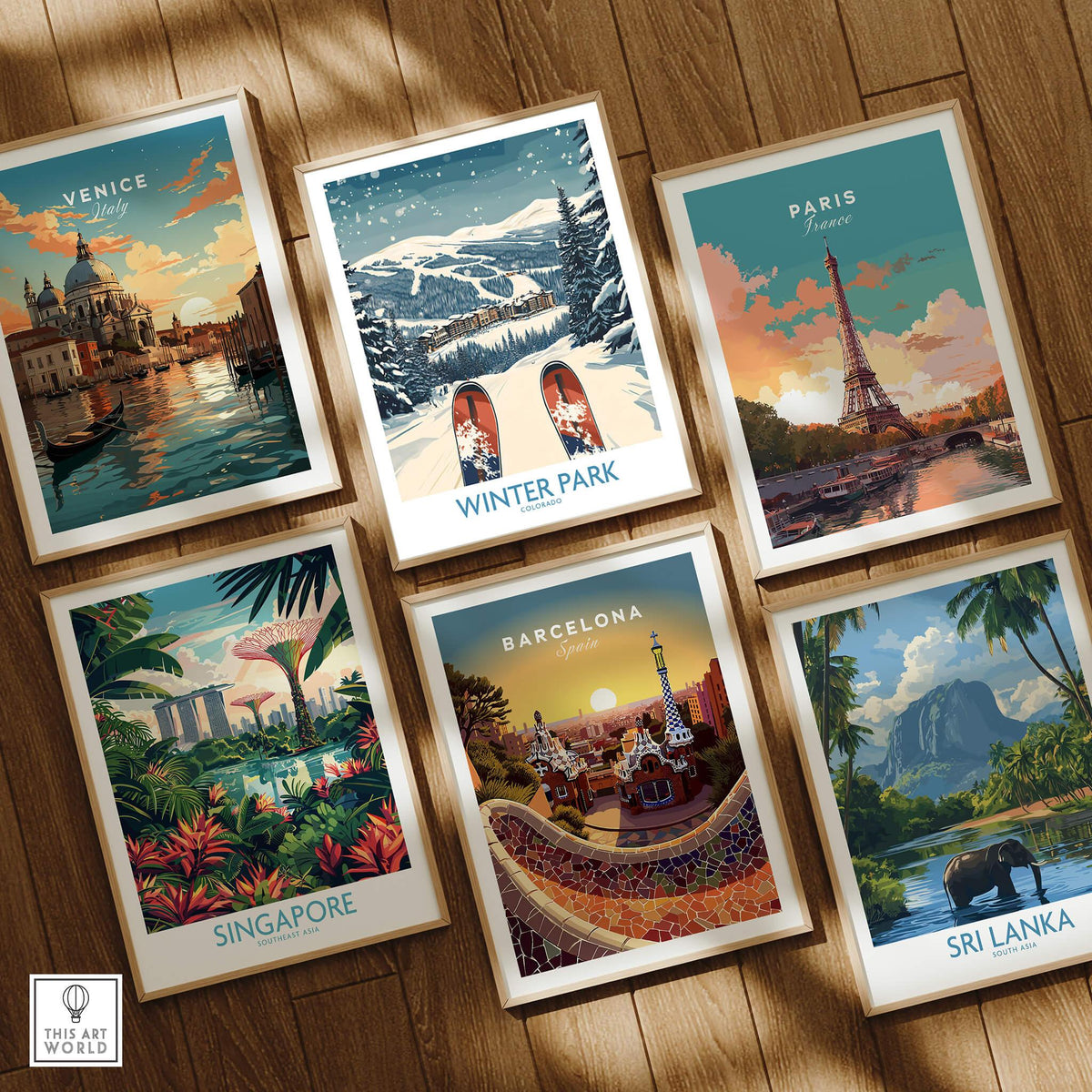 Winter Park Ski Print - Colorado and various travel posters including Venice and Paris.