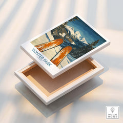 Winter Park Wall Art - Colorado Ski Poster featuring snowy mountains and vintage ski design.