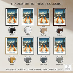 Winter Park Wall Art - Colorado Ski Poster framed prints in various colors including black, white, natural, brown, gold, and grey.