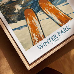 Winter Park Wall Art - Colorado Ski Poster featuring vintage ski design and vibrant colors, perfect for ski lovers' decor.