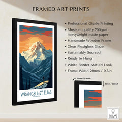 Framed Wrangell-St. Elias National Park art print with mountain landscape and product details.