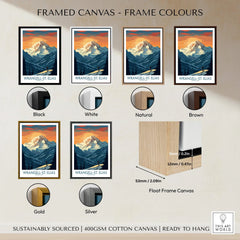Wrangell-St. Elias National Park framed canvas print in six frame colors, float frame detail shown.