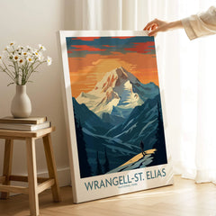 Wrangell-St. Elias National Park canvas print with mountain landscape in modern home setting