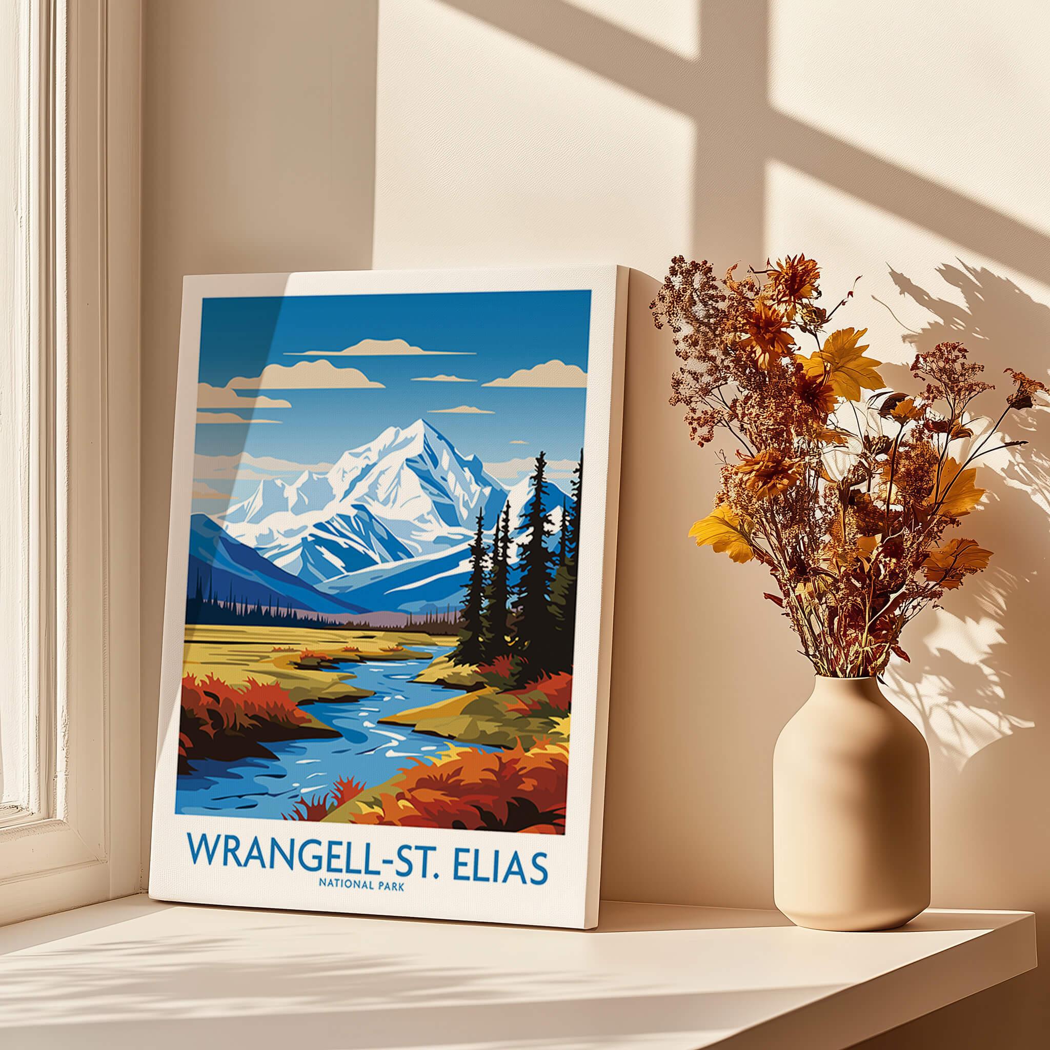 Wrangell-St. Elias National Park canvas print by a window with sunlit flowers in a vase