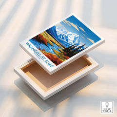 Wrangell-St. Elias National Park poster on stretched canvas with floating frame detail