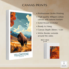 Yellowstone Poster | National Park showcasing a majestic bison in a vibrant landscape, perfect for home decor.