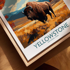 Yellowstone Poster | National Park featuring a majestic bison in a vibrant landscape