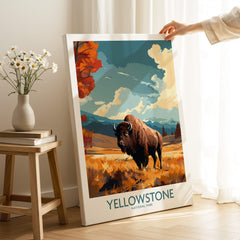 Yellowstone Poster | National Park featuring a bison in a vibrant landscape, perfect for home decor.