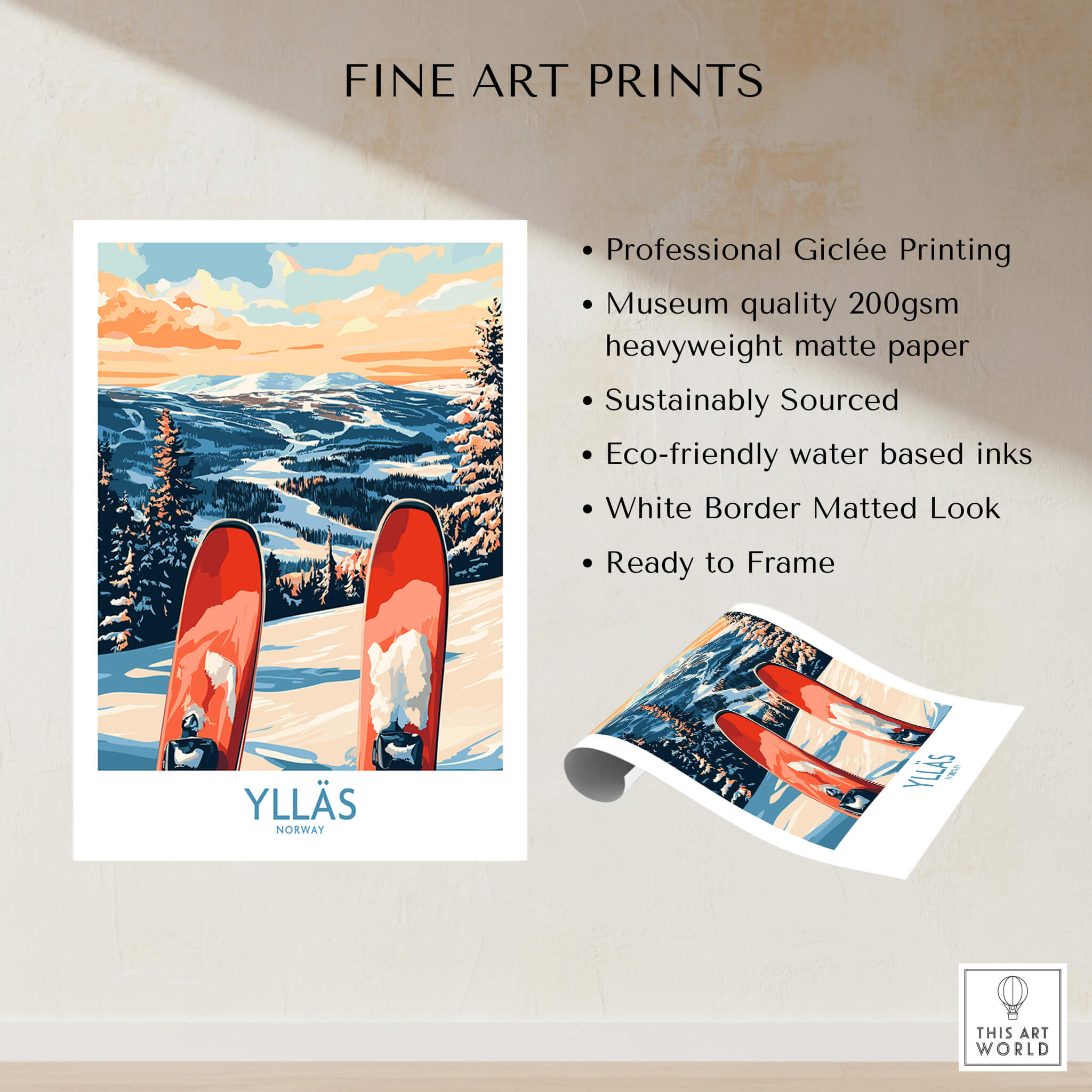 Norway Ski Print | Ylläs Winter Scene Wall Art