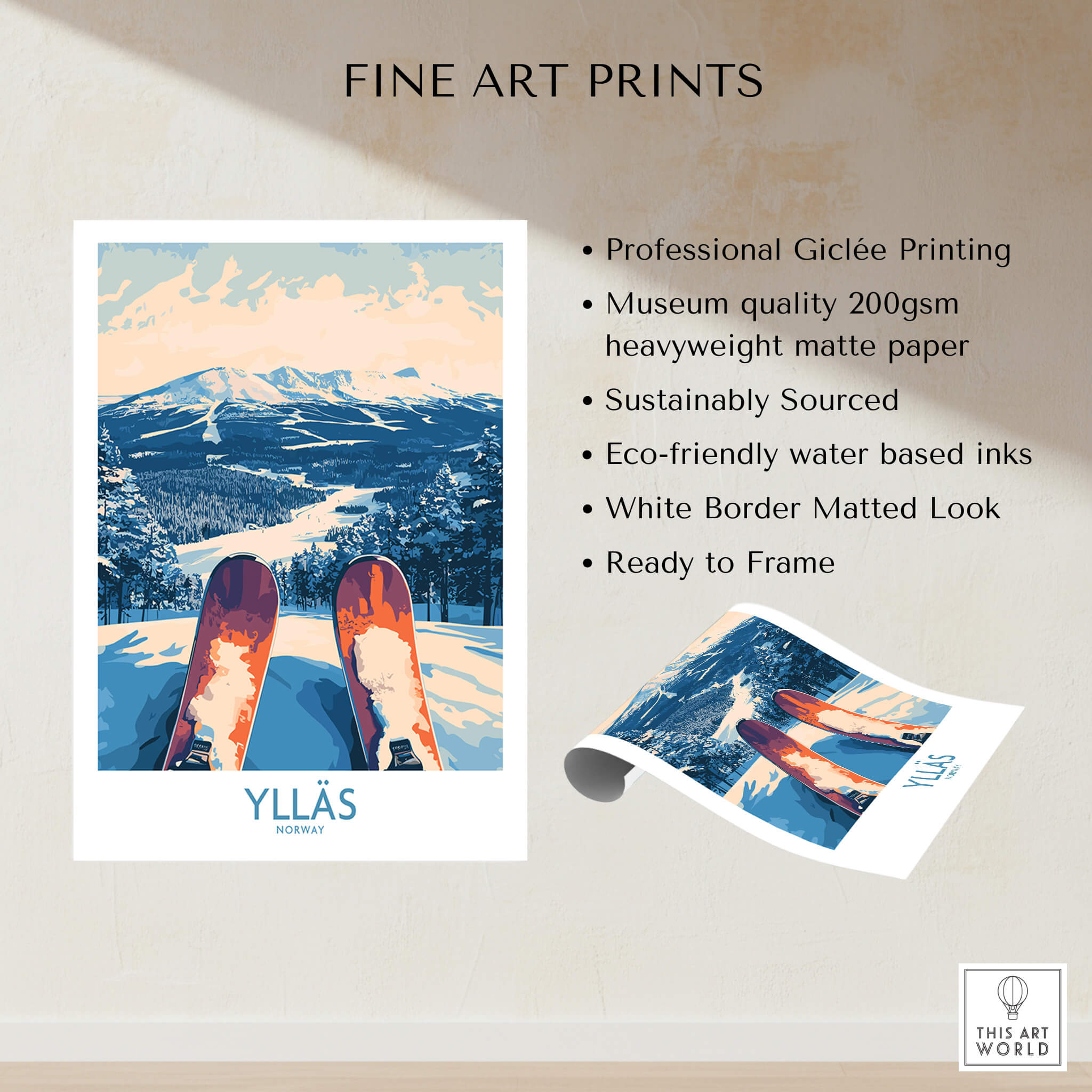 Ylläs Winter Poster | From the Top Skiing View