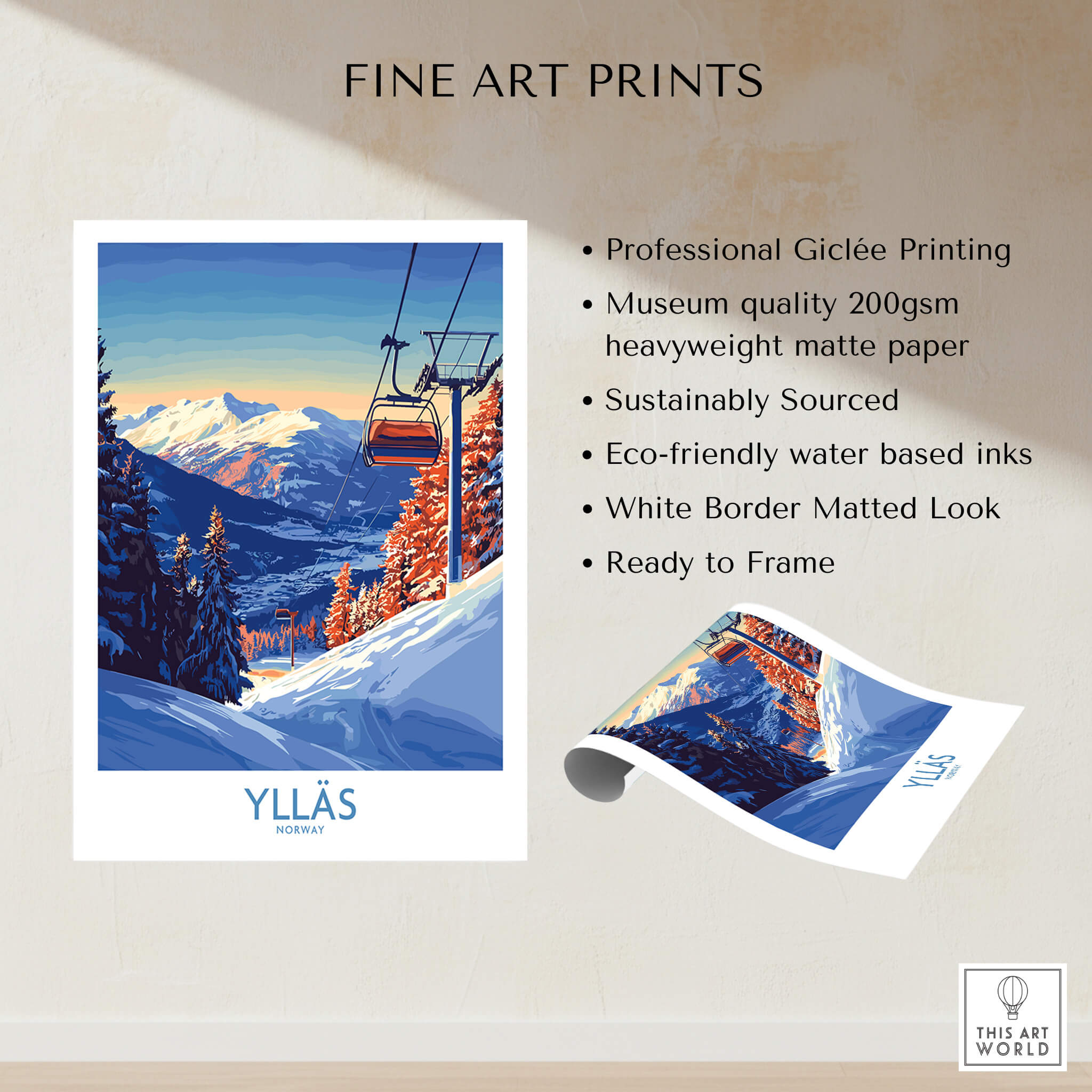 Ylläs Norway Wall Art | Ski Chairlift Landscape Print