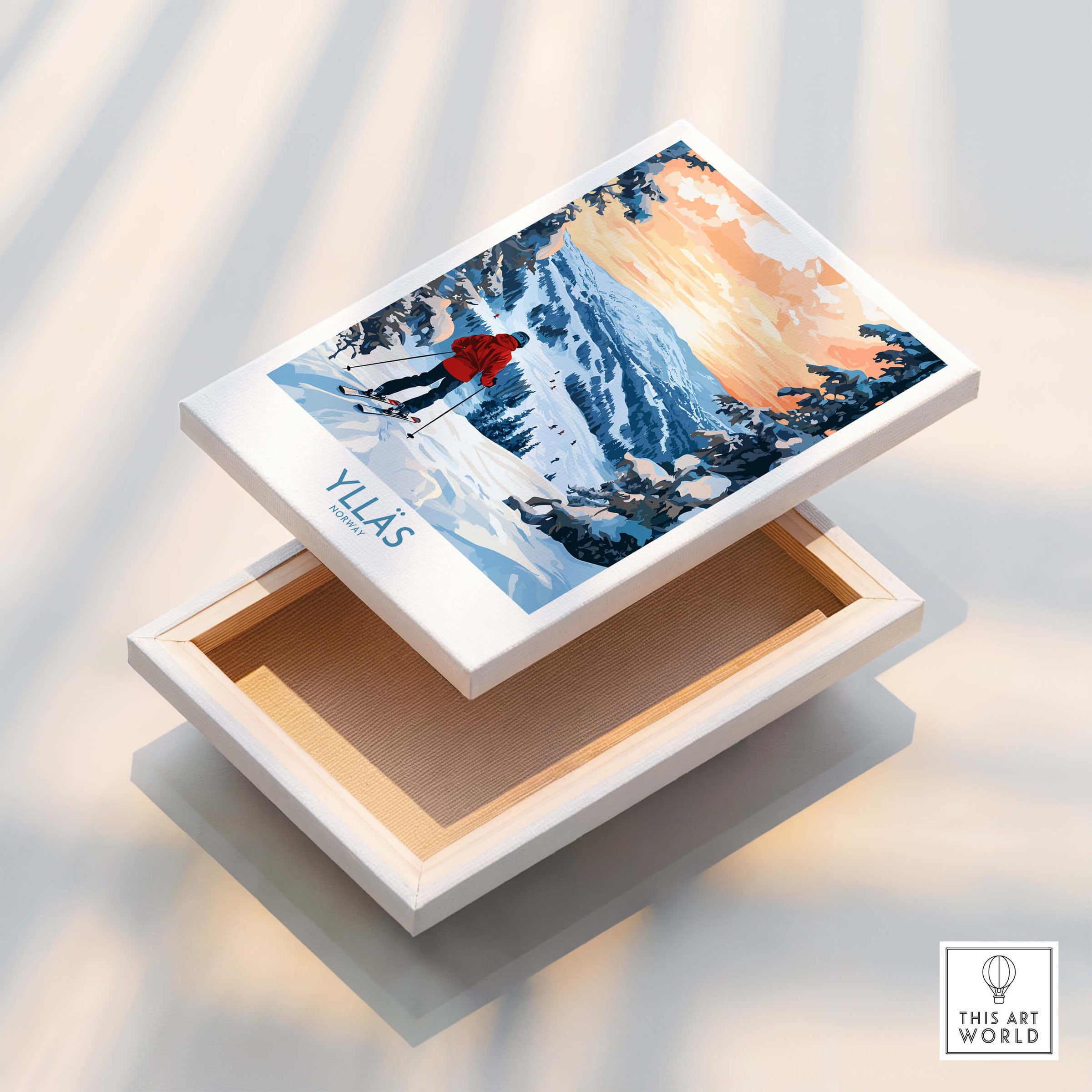 Ylläs Norway Wall Art | Skiing on Slopes Illustration