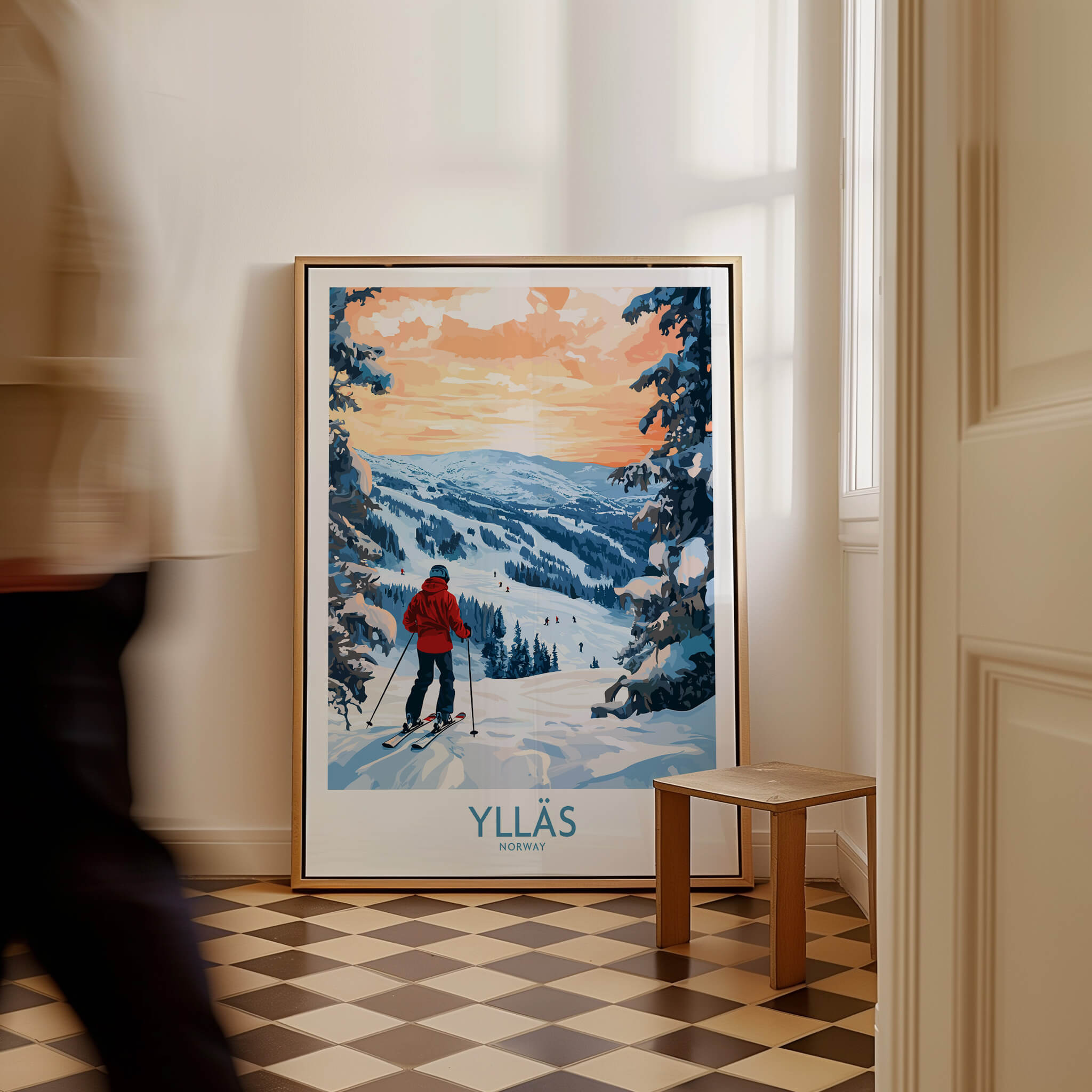 Ylläs Norway Wall Art | Skiing on Slopes Illustration