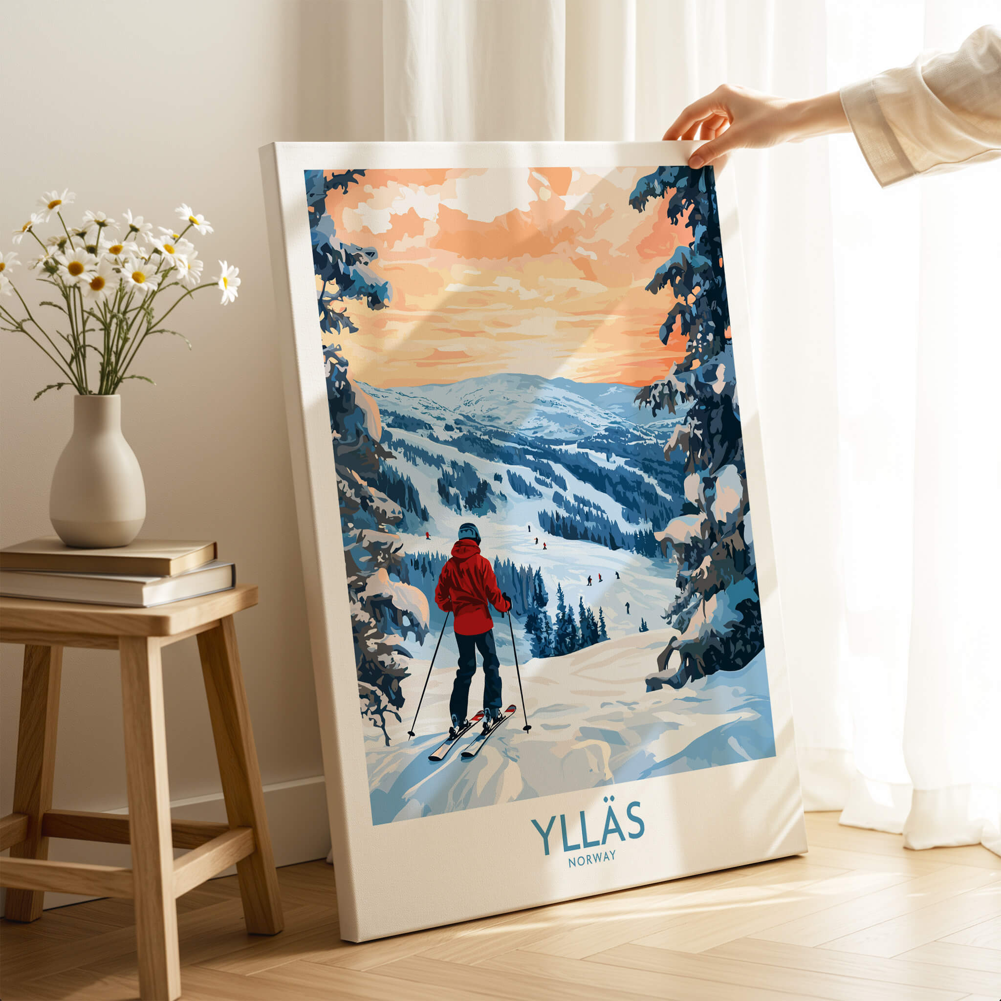 Ylläs Norway Wall Art | Skiing on Slopes Illustration