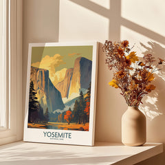 Yosemite Wall Art featuring stunning landscape of Yosemite National Park with vibrant colors and natural elements.