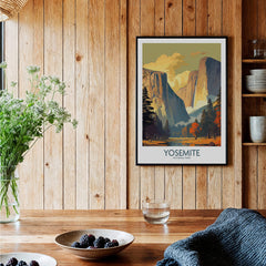 Yosemite Wall Art featuring a picturesque view of Yosemite National Park in a stylish frame.