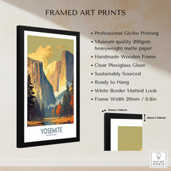 Yosemite Wall Art framed print showcasing Yosemite National Park with high-quality materials and clear plexiglass.
