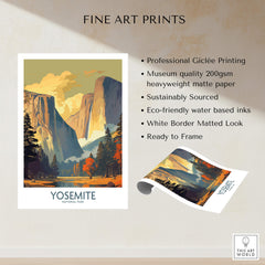 Yosemite Wall Art showcasing professional Giclée printing on museum quality paper with eco-friendly inks.