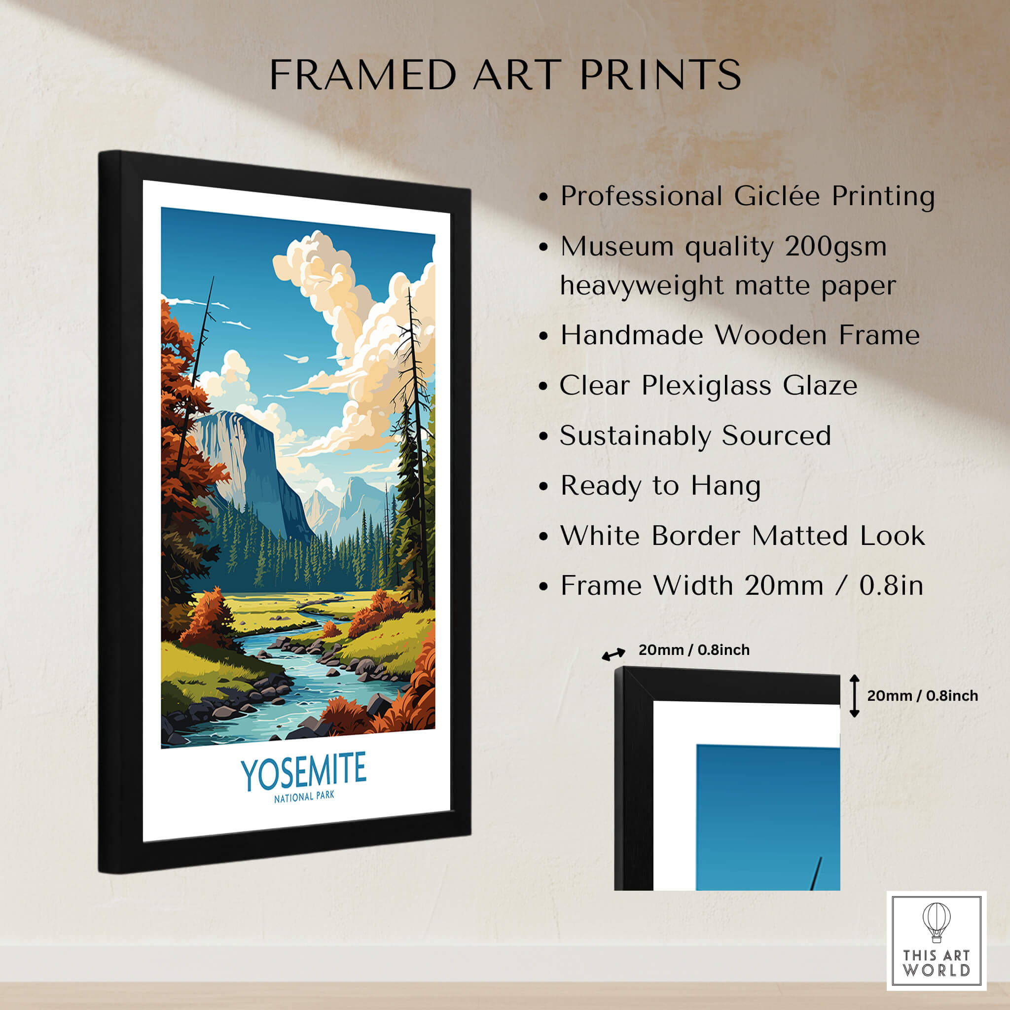 Yosemite Art Print | National Park framed art print showcasing vibrant landscapes and details.