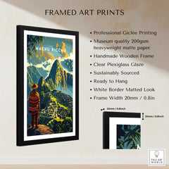 Machu Picchu Poster framed art print featuring vibrant landscape and quality materials, perfect for home decor.