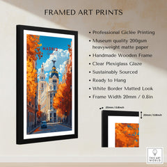 Madrid Travel Print framed art print showcasing vibrant autumn colors and beautiful architecture.