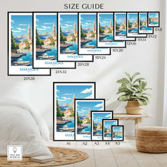 Makarska Wall Art size guide showcasing various prints of Croatia's stunning landscapes.