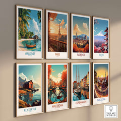 Maldives Wall Art Print featuring tropical scenery and vibrant colors, perfect for transforming your space.